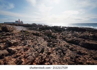 Farol do Cabo Raso. Beautiful landscape. Atlantic ocean rock shore, Portugal.