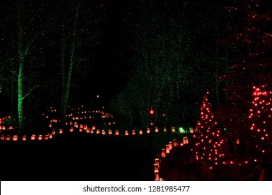 Farolitos / Luminary Canyon Walk Festival On Christmas Eve In Santa Fe New Mexico