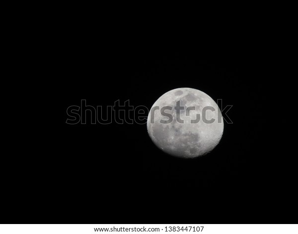 fascinating close up three\
quarter moon