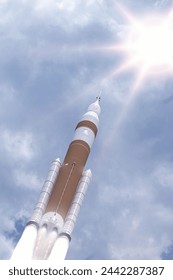 Fascinating rocket launch with dramatic clouds. The elements of this image furnished by NASA.