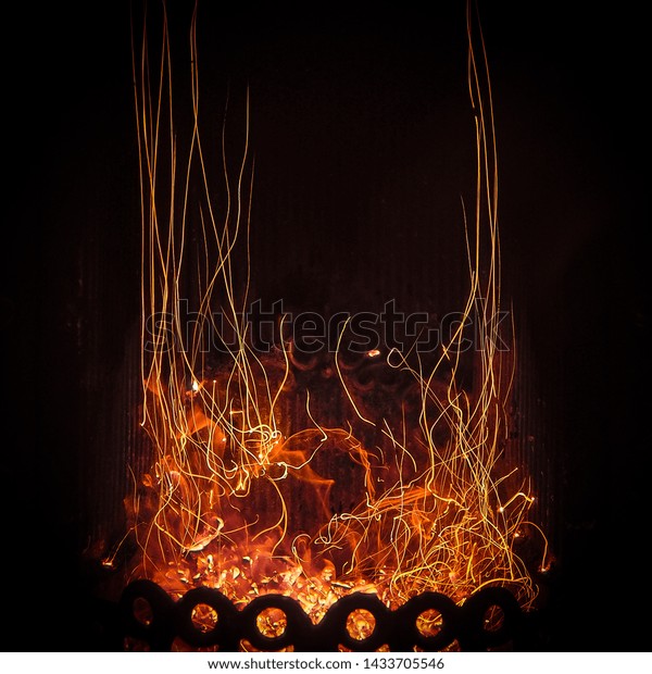 Fascinating Spectacle Bizarre Magical Dance Sparks Stock Photo