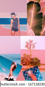 Fashion Aesthetic Moodboard. Beach  Girl Summer Style