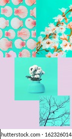 Fashion Aesthetic Moodboard.  Trendy Colours Aqua Menthe.  Minimal Style