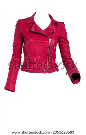 Fashion Apparel Women Womenswear Red Leather Jacket.