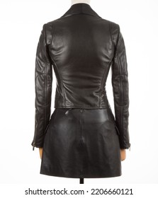 Fashion Apparel Womenswear Black Leather Biker Jacket Back