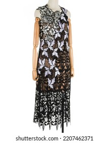 Fashion Apparel Womenswear Black And White Lace Dress Front