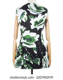 Fashion Apparel Womenswear Green Black And White Floral Dress Back