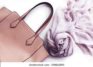 Fashion Bag And Scarf Isolated 