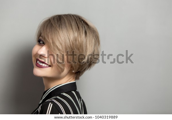 Fashion Beautiful Young Woman Short Hair Stock Photo Edit Now