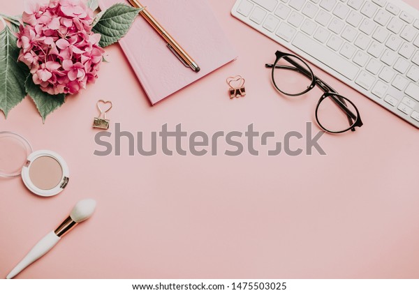 Fashion Blog Home Office Desk Female Stock Image Download Now