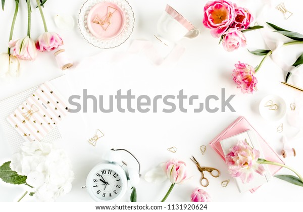 Fashion Blog Pink Style Desk Accessories Stock Photo Edit Now