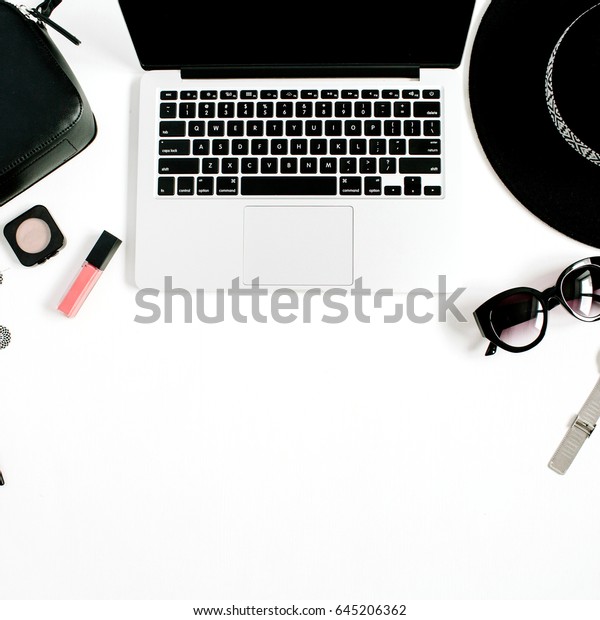 Fashion Blogger Office Desk Laptop Black Stock Photo Edit Now