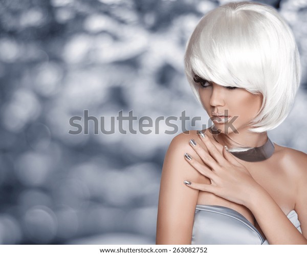 Fashion Blond Girl Bob Hairstyle White Stock Photo Edit Now