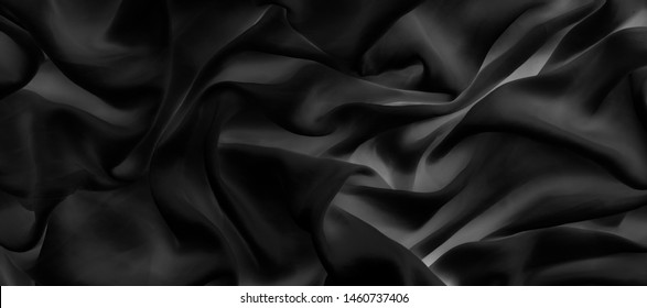 Fashion brand, elegant fabric and luxe beauty concept - Luxury black soft silk flatlay background texture, holiday glamour abstract backdrop
