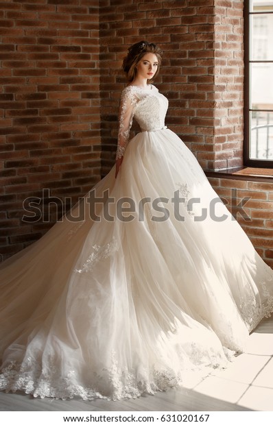 Fashion Bride Gorgeous Wedding Dress Interior Stock Photo Edit