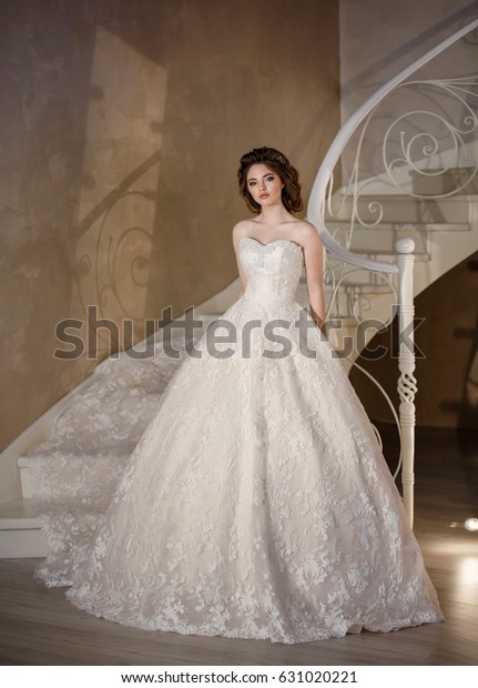 Fashion Bride Gorgeous Wedding Dress Interior Stock Photo Edit