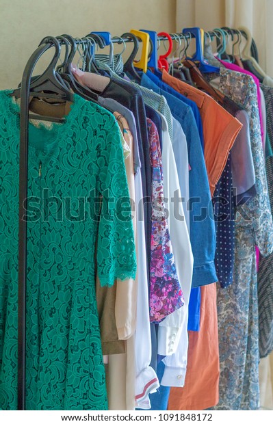 Fashion Clothes On Clothing Rack Bright Stock Photo Edit Now