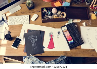 Fashion Clothing Design Drawing Concept Stock Photo 525877624