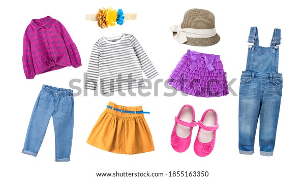 Fashion Colorful Child Girls Clothingbright Collection Stock Photo ...