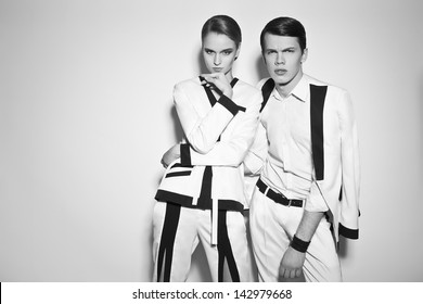 Fashion Couple In White Suite