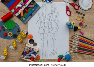 Fashion Designer Dress Sketch Stock Photo 1090193678 | Shutterstock