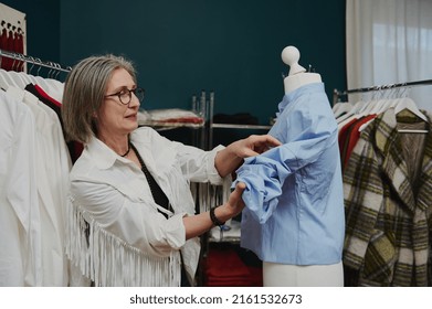 Fashion Designer Works Tailoring Atelier Seamstress Stock Photo ...