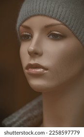Fashion dummy grey winter hats - Shutterstock ID 2258597779