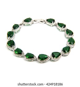 Fashion Emerald Bracelet Isolated On White