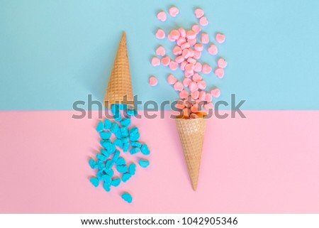 Similar – Ice cream cone with heart and moon shaped marshmallows on top