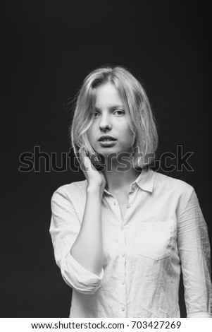 Similar – Image, Stock Photo at the front Woman Face