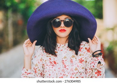 Fashion Girl In A Big Hat