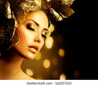 Gold Makeup Images Stock Photos Vectors Shutterstock