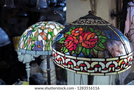 Fashion glass lamp shades for sale at old Jaffa Flea Market