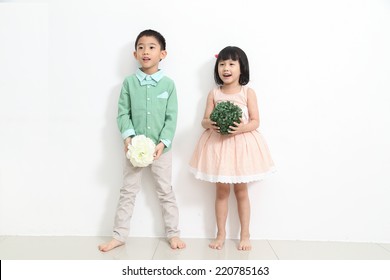 Fashion Kids  Post And Present With White Background