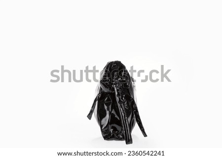 Fashion Ladies Accessories Women's Bags Black Glossy Leather Wristlet Zipper Side
