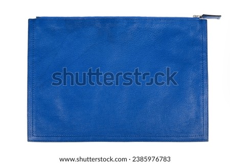 Fashion Ladies Accessories Women's Bags Blue Leather Wristlet Bag Back