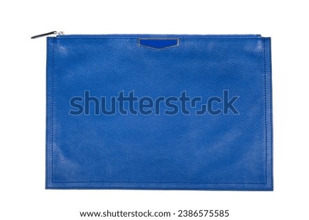 Fashion Ladies Accessories Women's Bags Blue Leather Wristlet Bag Front
