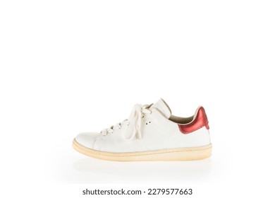 Fashion Ladies Shoes Women's Footwear White and Red Sneakers Side - Shutterstock ID 2279577663