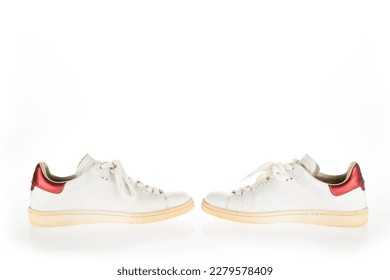Fashion Ladies Shoes Women's Footwear White and Red Sneakers Facing Sides - Shutterstock ID 2279578409