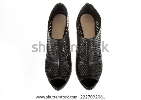 Fashion Ladies Shoes Women's Footwear Black Mesh Boots Pair Front