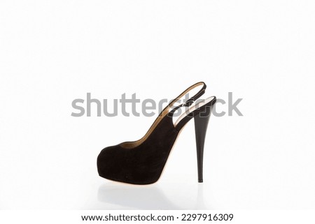 Fashion Ladies Shoes Women's Footwear Black Velvet Open Heel and Toe Heels Side
