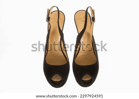 Fashion Ladies Shoes Women's Footwear Black Velvet Open Heel and Toe Heels Pair Front