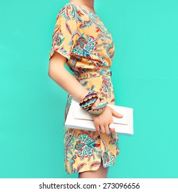 Fashion Lady. Beach style. Clothing for vacations. Dress with stylish design