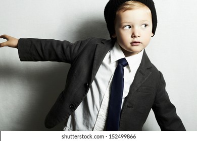 Fashion Little Boy In Tie.stylish Kid. Fashion Children