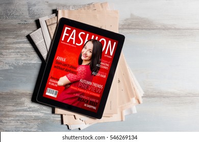 Fashion Magazine Cover On Tablet