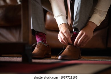 Fashion Mens Shoes Close Up Of Shoe Laces