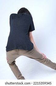 Fashion Model For Basic Apparel, Tshirt And Chino Pants Pose, Edgy Pose For Fashion Brand Mockup