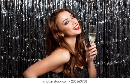 Fashion Model Celebrating in a Nightclub