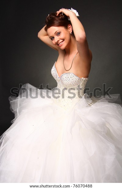Fashion Model Wearing Wedding Dress Black Stock Photo 76070488 ...