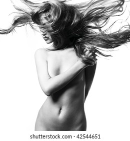 Fashion Photo Of Beautiful Nude Woman With Magnificent Hair